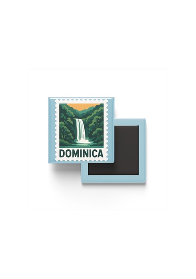 9x9 Cm Buzdolap Magnetleri - Dominika - Dominica - 4'lü Set Retrotik - 9x9 Cm