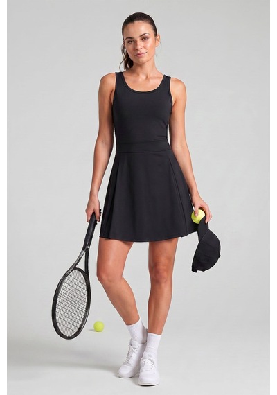 TOMMYLIFE Siyah İçi Taytlı Kadın Tenis Elbise - 97320