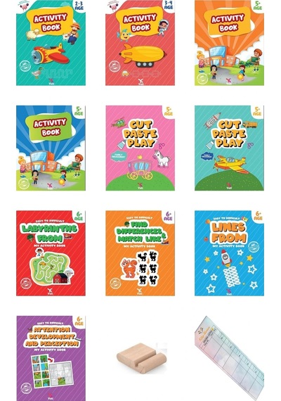 English Activity Books For Children 2-5 Ages -ingilizce Etkinlik 10lu +tablet Standı+okuma Ayracı