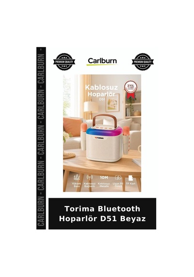 Premium Torima Bluetooth Hoparlör D51 Beyaz Toplantı Ses Takımı Müzik Keyfi