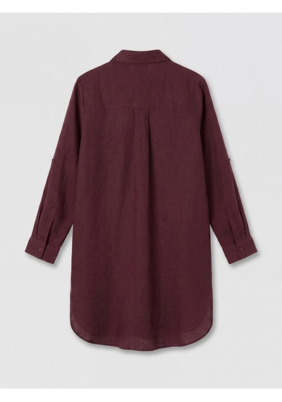 Lcw Everyday Bordo Oversize %100 Keten Kadın Gömlek Tunik