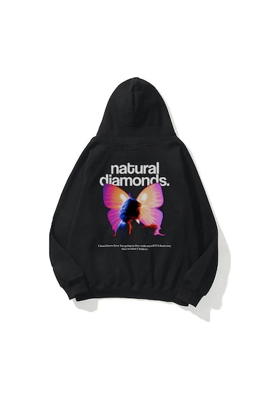 Startmore Unisex Natural Diamonds Sweatshirt Hoodie Siyah Siyah