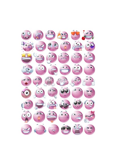 54 Adet Pembe Komik Emoji Sticker Seti - Etiket Seti Scrapbook Bullet Journal