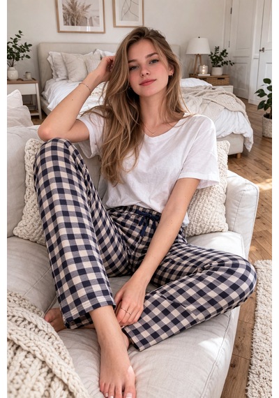 Remsa Kadın Viskon Kumaş Penye Tek Pijama Alt 19 Vizon