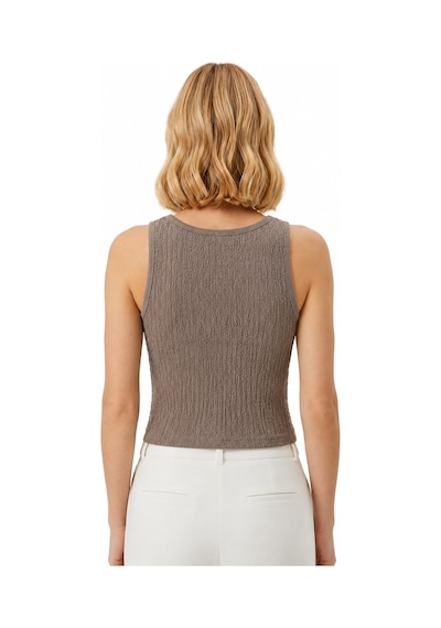Cottonhıll Premium - Tide Collection Vizon Bisiklet Yaka Bürümcük Dokulu Kolsuz Kadın Crop Bluz VİZON Cottonhıll Premium - Tide Collection Vizon Bisiklet Yaka Bürümcük Dokulu Kolsuz Kadın Crop Bluz VİZON