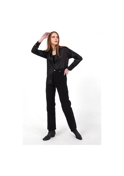 Yüksek Bel Wide Leg Jean Siyah