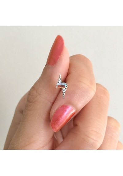 Ferizz 316l Çelik Zirkon Taşlı Yıldırım Şeklinde Piercing Prc-202 Gümüş