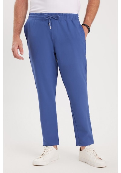 Tudors Erkek Regular Fit Beli Lastikli Bağcıklı Jogger İndigo Pantolon Rahat Kesim Yan Cepli-36898 İndigo