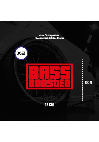 Bass Boosted Motosiklet Araba Laptop Sticker Yapışkanlı Folyo Kırmızı