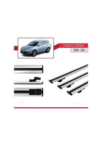 Citroen C-crosser 2006-2013 Arası İle Uyumlu Basic Model Ara Atkı Tavan Barı Gri 3 Adet