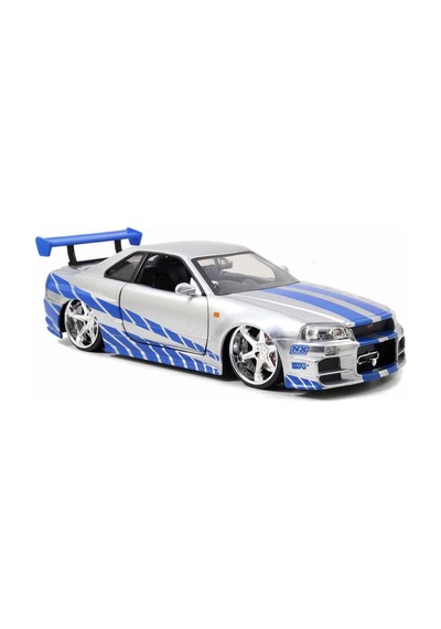 Hobbiez Lisanslı Nissan Skyline R-34 Model Diecast Car 1/24 Ölçek Metal Standlı Araç