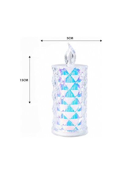 Yakut-13637 Led Candle Kamp Pilli Led Mum Büyük Boy - Çap 5 Cm Yükseklik 16 Cm Mika Kristal Plastik- 12'li Paket Diğer