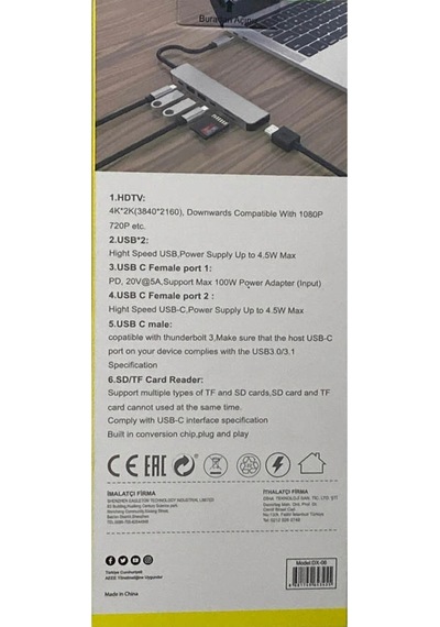 Divex 7 İn 1 Type-c Girişli 7 Farklı Çıkışlı Usb Çoklayıcı Splitter Dx-06