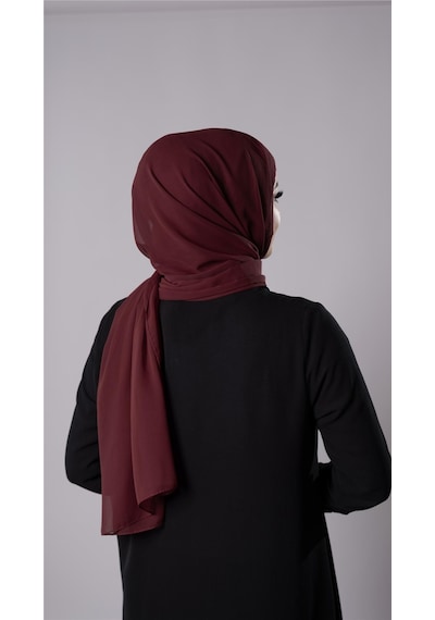 Hürrem Bone Bordo Pratik Hazır Geçmeli Şal Şifon Kumaş Hijab Bone 3009 16