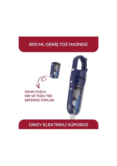 Svc 8640 Esnek Dikey Elektrikli Süpürge, 600 W, 16 Kpa Emiş Gücü, 800 Ml Toz Haznesi, Hepa Filt Tek Renk