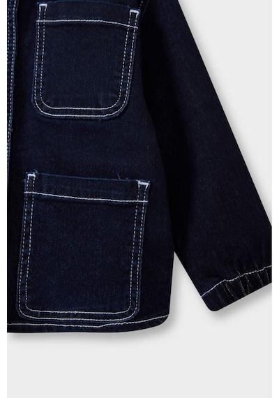 Defacto Erkek Bebek Kapüşonlu Düğmeli Jean Ceket F6269a525aube364 Mavi