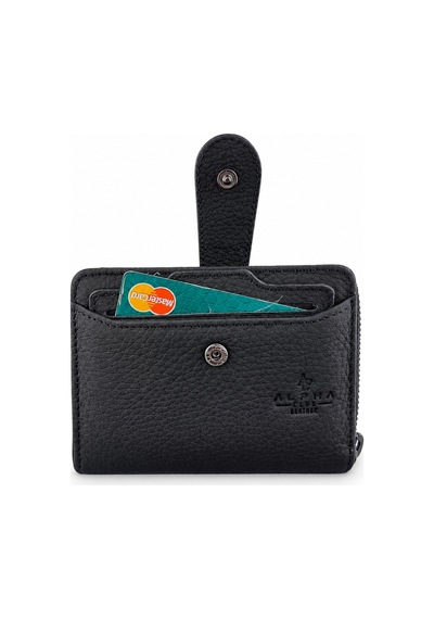 Alphaclub Bag Kadın Çok Bölmeli Kartlıklı Çıtçıt Kapamalı Cüzdan Siyah