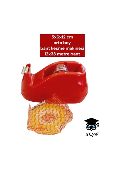 5x6x12 Cm Orta Boy Bant Kesme Makinesi 12x33 Metre Bant Kırmızı Diğer