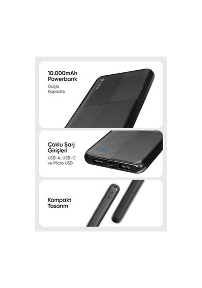 Micro, Usb Ve Type-c Girişleri İle 10000mah Taşınabilir Pil 30.000 Mah