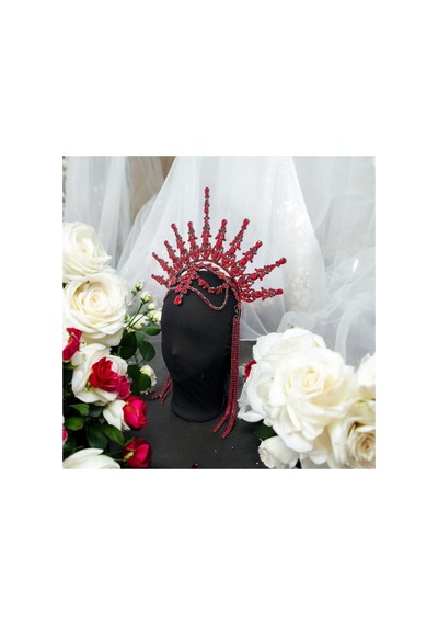Alınlıklı Büyük After Gelin Tacı ,kına,nişan,söz,after,bride,party Taç Kırmızı - 707821223 Kırmızı