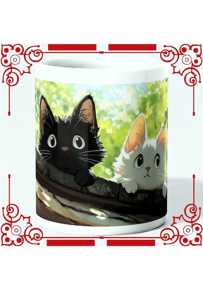 Şirin Kedi Kupa Bardak Tasarım Çok Renkli