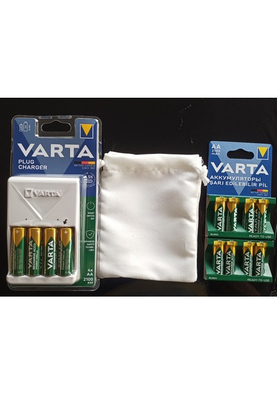 Varta Plug  Şarj Cihazı+12x2100mAh AA Şarjlı Kalem+ÇANTA