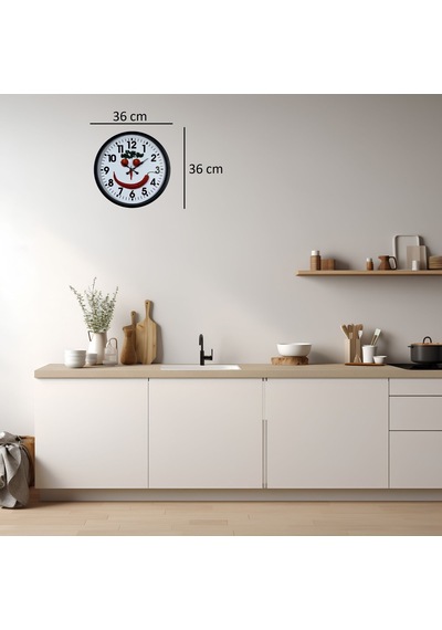 Büro Ev Ofis Hediyesi İçin 36cm Siyah Sebze Figürlü Şirin Mutfak Duvar Saati Diğer