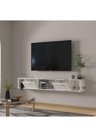 T006 Viero Mermer Desenli Duvara Monte Tv Ünitesi 160 Cm, Kapaklı Raflı - Beyaz/beyaz Mermer Beyaz/beyaz Mermer T006 Viero Mermer Desenli Duvara Monte Tv Ünitesi 160 Cm, Kapaklı Raflı - Beyaz/beyaz Mermer Beyaz/beyaz Mermer