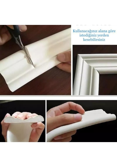Beyaz Esnek Duvar Çıtası Dekoratif Yapışkanlı Çerçeve Süpürgelik (547640231)