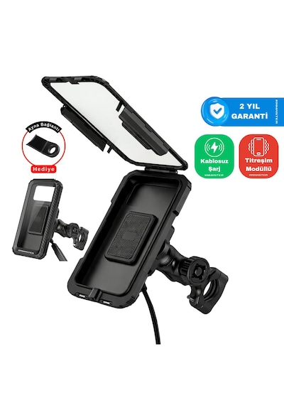 Knmaster Tt-950wuc Kablosuz Şarjlı Tüm Motosikletlere Uyumlu Kapalı Telefon Tutucu 1