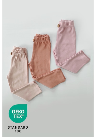 Luppinos Candy 3'lü Pamuk Bebek Tayt Pantolon Set Krem - Pembe