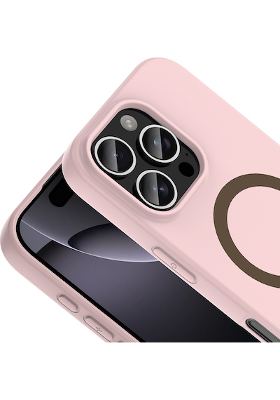 Maks Technology iPhone Uyumlu 16 Pro Kılıf M-safe Şarj Özellikli Mkst Aris Silikon Kapak - Açık Pembe