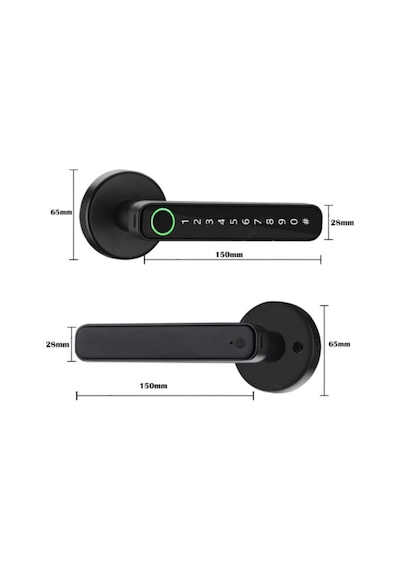 Şifreli Kartlı Telefondan Kontrol Pvc Alüminyum Ahşap Uyumlu Parmak İzli Akıllı Kapı Kolu Tt Lock