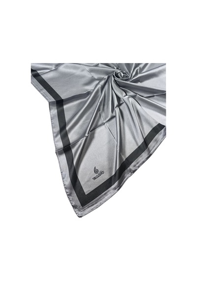 Mim Eşarp Mısırlı Eşarpları Bantlı Jan Jan Eşarp 100x100 Cm Gümüş - Füme