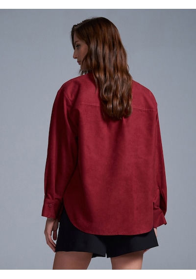 Dilvin 50532 Süet Gömlek Ceket-bordo Bordo