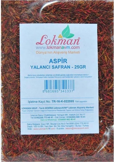Doğal Aspir Otu Çiçeği Asfor Yalancı Safran Otu Bitki 100 Gram