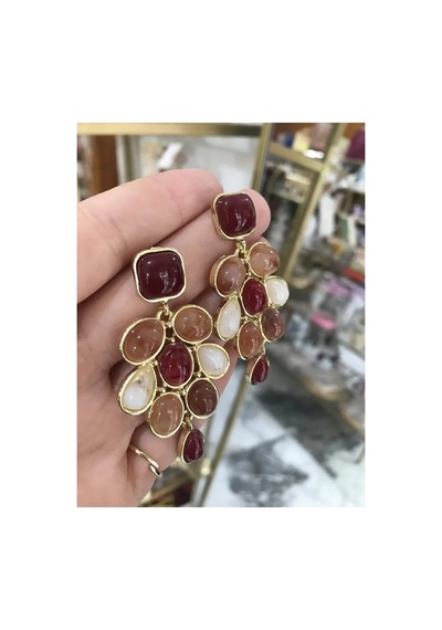 Toprak Tonları Damla Model Küpe Çok Renkli