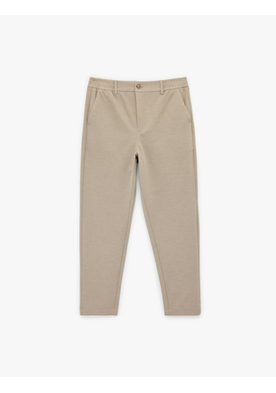 Koton Slim Fit Viskon Karışımlı Cepli Düğmeli Chino Pantolon Bej 6sam40001hk Ekru
