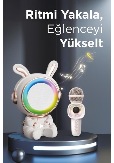 Torima KIDMIC-05 Rgb Tavşan Figürlü Mikrofonlu Karaoke Bluetooth Hoparlör