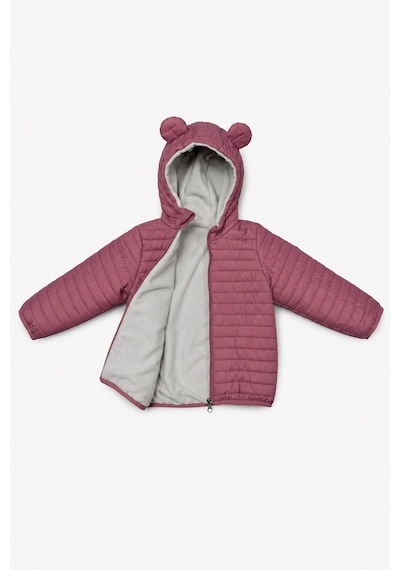 Mnk Baby & Kids Kız Çocuk Kapüşonlu İçi Polarlı Fermuarlı Şişme Mont M00859 Gülkurusu