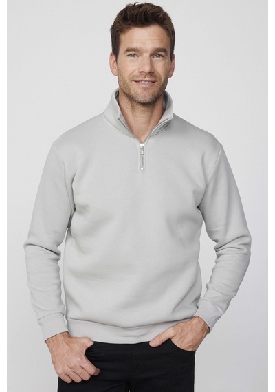 Tudors Unisex 3'lü Paket Siyah-taş-haki Relax Fit Pamuklu Yarım Fermuarlı Dik Yaka Sweatshirt-41551 Çok Renkli