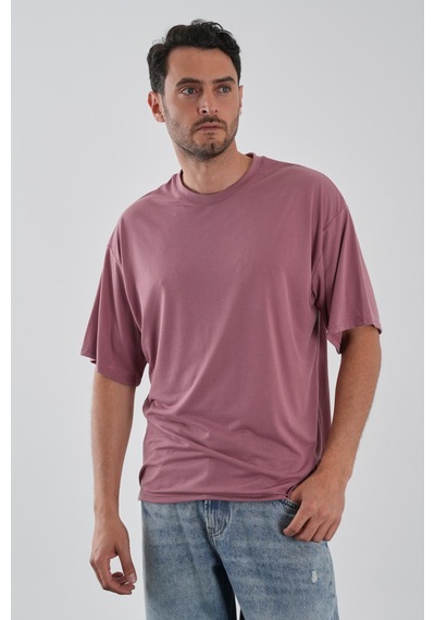 Alexander Gardi Yumuşak Dokulu Bisiklet Yaka Oversize T-shirt Gülkurusu