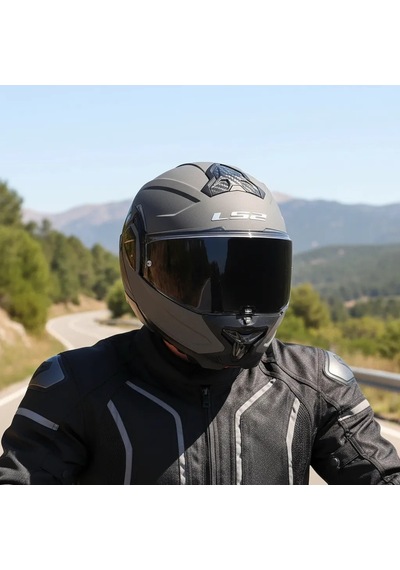 Ls2 Advant 2 Mat Concrete Kask Siyah Vizör + Şeffaf Vizör Çok Renkli
