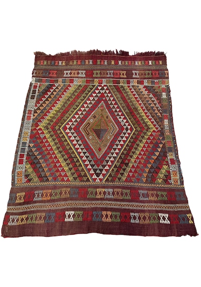El Dokuma Antika Obruk Kilimi 135x170 Kök Boya 130 Yıllık Koleksiyonluk Kilim