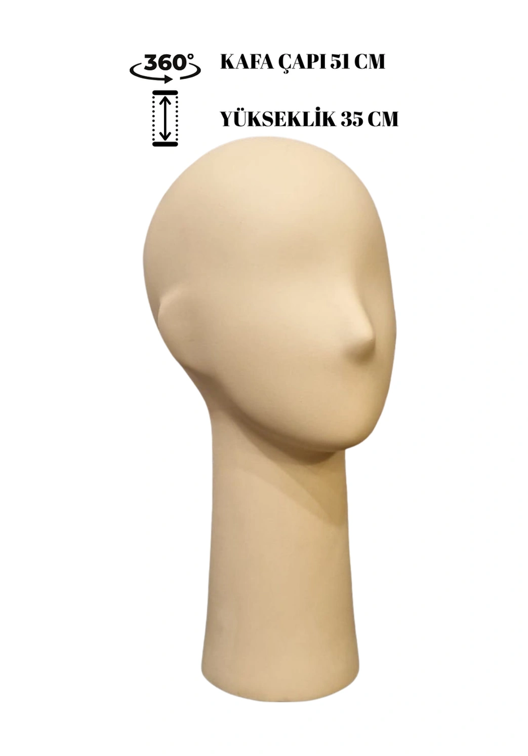 Polyester Kafa Mankeni Ten Rengi Şapka Peruk Aksesuar Sergileme Mağaza Vitrin Mankeni