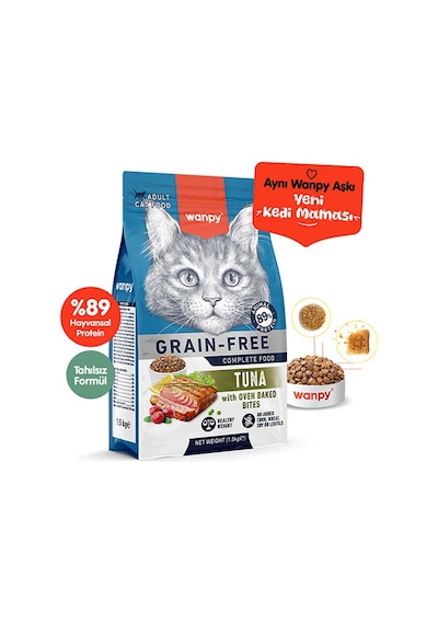 Wanpy With Oven Baked Bites Ton Balıklı Tahılsız Yetişkin Kedi Maması 1500 G