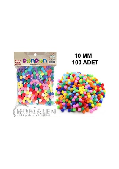 100 Adet. Ponpon. 10 Mm Renkli Ponpon. Peluş Ponpon. Minik Ponpon