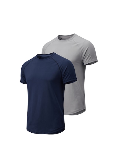 Genius Store 2'li Paket Erkek Spor Tişört Pamuklu Esnek Günlük Kullanıma Uygun Premium Rahat Kalıpt-shirt Lacivert-gri
