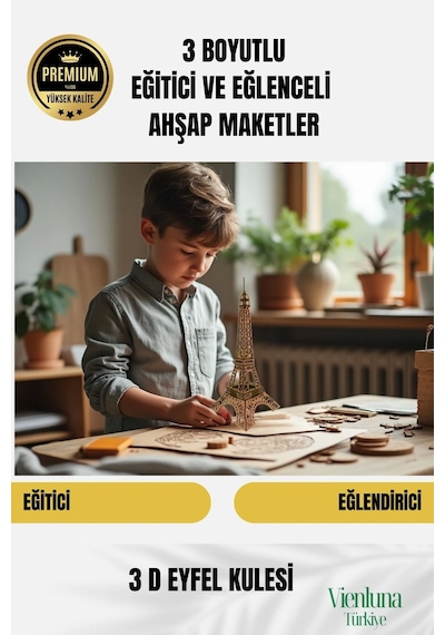 Yeni Sezon Eğitici Öğretici 3 Boyut Ahşap Zeka Geliştirici Boyanabilir Oyun Maket Eyfel Kulesi