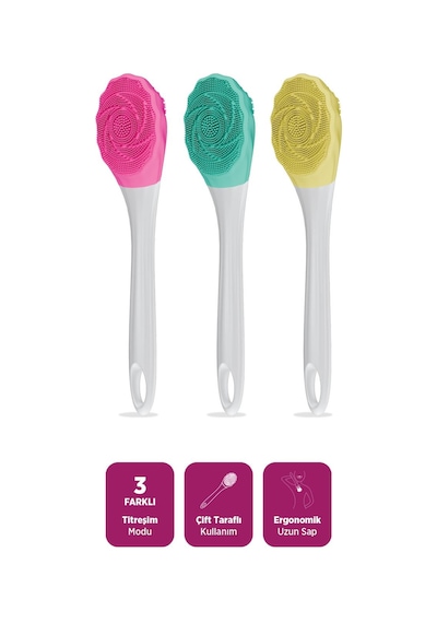 House Pratik Hp87 Şarjlı Silikon Duş Fırçası 3 Mod Titreşimli Vücut Temizleme Fırçası Sarı Sarı